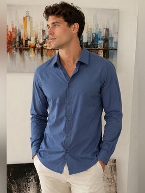 Theory sylvain long sleeve button down shirt large
